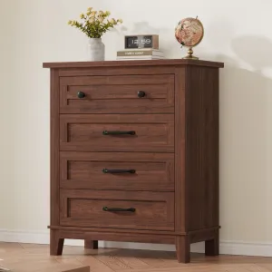 4 Drawers Dresser for Bedroom, 34.8" Tall Vertical Drawer Dresser with Large Storage, Waterproof Top, Anti-Tipping, Freestanding Wooden Closet Chest for Bedroom, Living Room, Brown