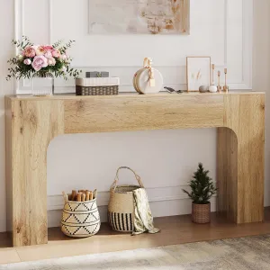 63" Farmhouse Console Table Slim Wood Sofa Side Table Narrow Rustic Foyer Furniture for Living Rooms Hallways Apartments, Oak