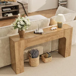 63" Farmhouse Console Table Slim Wood Sofa Side Table Narrow Rustic Foyer Furniture for Living Rooms Hallways Apartments, Deep Oak