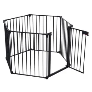 150" Extra Wide Dog Gate for House with Child Proof Double Locking System, Adjustable Metal Fireplace Fence Door, Baby Gate for Stairs Doorways