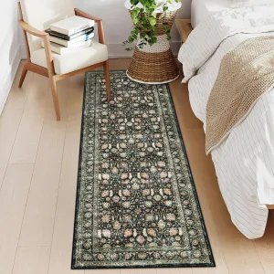 2x6 Washable Runner Rugs Stain Resistant Non-Slip Pastel Oriental Runner for Living Room Bedroom Kitchen Blue