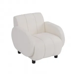 Accent Chair Wide Armchair Upholstered Solid Wood Frame Living Room Bedroom Lounge White 330 LBS Capacity