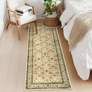 2x6 Washable Runner Rugs Stain Resistant Non-Slip Pastel Oriental Runner for Living Room Bedroom Laundry Hallway Kitchen Beige
