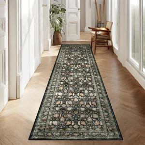 8x10FT Washable Area Rug Soft Faux Wool Non-Slip Rubber Backing Stain Resistant Pastel Botanical Pattern Living Room Bedroom Dining