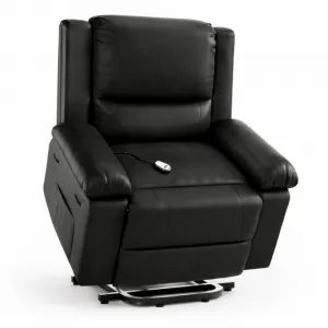 PU Leather Power Lift Recliner Chair with Massage and Heat, 8-Point Vibration, Adjustable Back and Leg Support, Electric Lift Chair Designed for Mobility Aid Elderly Relaxation, Black