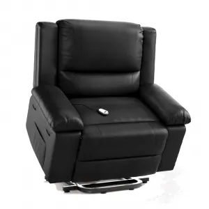 Oversized Power Lift Recliner Chair with Heat and Massage, PU Leather Electric Lift Recliner for Elderly & Mobility Impaired, Adjustable Back and Legs, Heavy Duty Lift Chair for Seniors, Black
