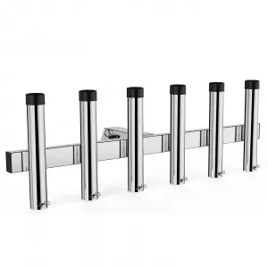 6 Rod Stainless Steel Hitch Mount Fishing Rod Holder - 2" Receiver, Adjustable Angle, Quick Release Pin, Rust & Corrosion Resistant