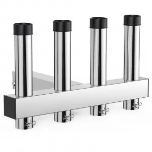 4 Rod Stainless Steel Hitch Mount Fishing Rod Holder - 2" Receiver, Adjustable Angle, Quick Release Pin, Rust & Corrosion Resistant