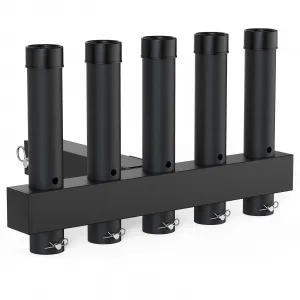 5 Rod Stainless Steel Hitch Mount Fishing Rod Holder - 2" Receiver, Adjustable Angle, Quick Release Pin, Rust Resistant