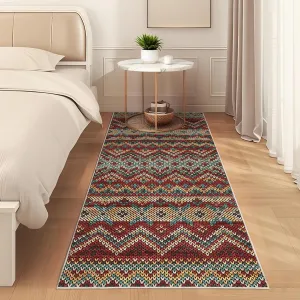 Runner Rug Washable 2x6 Kitchen Rugs Boho Hallway Runner Rug with Non-Slip Backing Red