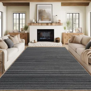 Washable Modern Area Rug 8x10 Low Pile Soft Polyester Non-Slip TPR Backing Stain-Resistant Versatile Living Room Bedroom Dining