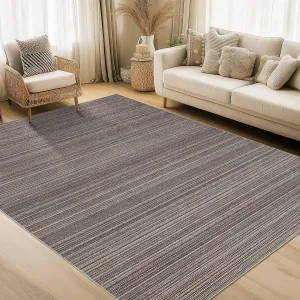 Washable Rug 8x10 Modern Stripe Design Non-Slip Soft Low Pile Polyester Foldable Indoor Living Room Bedroom