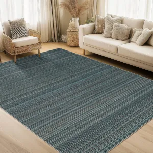 Washable 9x12 Area Rug Geometric Striped Non-Slip Stain Resistant 100% Polyester TPR Backing Living Room Dining Office
