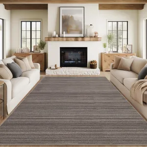 Washable Area Rug 9x12 Low Pile Non-Slip Soft Polyester Stain Resistant TPR Backing for Living Room Bedroom Dining Room