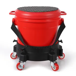 4 Gallon Car Wash Bucket Kit 300 lbs Capacity Grit Trap & 360° Dolly PP Material Rubber Handle Lid for Auto Detailing