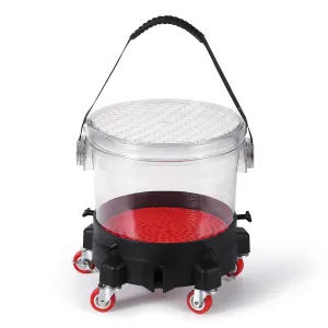 4 Gallon Car Wash Bucket Kit with Grit Trap & 5-Caster Dolly, Heavy-Duty PP, Rubber Handle & Lid, Adjustable Fit 9-11.5", Professional Auto Detailing