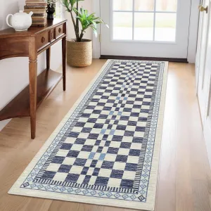 Runner Rug 2x6 Non-Slip Low Pile Machine Washable Carpet for Kitchen Hallway Blue