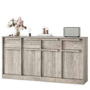 62.4" Large Sideboard Buffet Cabinet with 4 Doors and 4 Drawers for Dining Room, Grey
