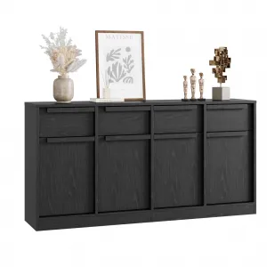 62.4" Large Sideboard Buffet Cabinet with 4 Doors and 4 Drawers for Dining Room, Black
