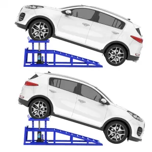 2Pcs 5 Ton Hydraulic Car and Truck Service Ramps - 11023 lbs Capacity, Portable Lifts for Oil Changes with Adjustable Height from 9.8" to 15", Ideal for Home Garage and Vehicle Repairs, Blue