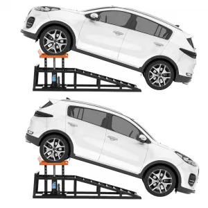 5 Ton Hydraulic Car Ramps Heavy Duty Vehicle Lift With Reflective Strips For Night Use Adjustable Height 9.8"-15" Portable Auto Service Ramps Black