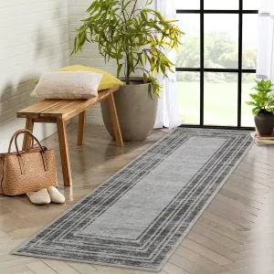 Runner Rugs 2x6 Washable Area Rugs Non Slip Backing Modern Carpet for Entryway Hallway Grey