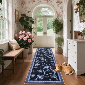 Modern Bowknot Printed Runner Rug - Soft Low Pile, Washable Polyester - Non-Shedding, Foldable, TPR Backing - 2x6 ft Indoor Bedroom Living Room Bathroom