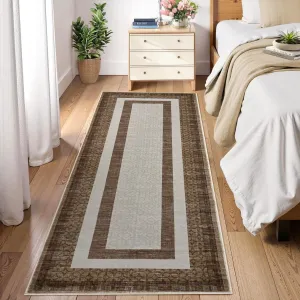 Washable Brown 2x6 Runners Non Slip Bathroom Rug for Hallways Kitchen Entryway