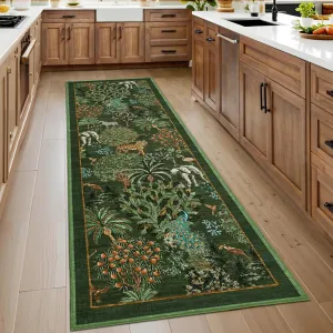 Modern Printed Runner Rug Vintage Soft Low-Pile Polyester Washable Non-Shedding Non-Slip 2x6 ft for Bedroom Living Room