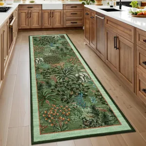 Modern Printed Runner Rug Vintage Soft Low Pile Polyester Washable Non-Shedding Non-Slip Indoor Bedroom Living Room 2x6 ft