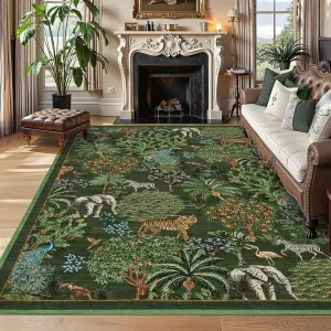 Modern Printed Area Rug Vintage Soft Low-Pile Polyester Washable Non-Shedding Non-Slip 10x13 ft Living Room Bedroom