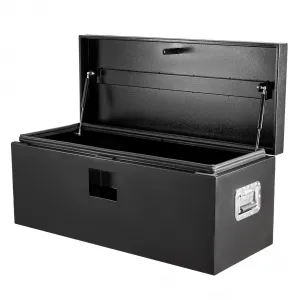 24“X15"X15" Steel Truck Tool Box - Heavy-Duty, Dual Lids, Lockable, Weatherproof Storage for Pickup Truck Beds, RVs, and Trailers, Black
