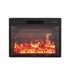 23" Electric Fireplace Ultra-Thin Wall Mounted Recessed 12 Flame Colors 750/1500W Heater Log Crystal Decor Remote Touch Control Living Room