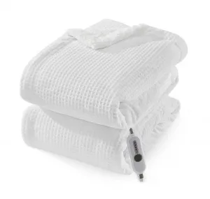 Electric Blanket Full Size, Waffle Heated Blankets with ETL Certified, Soft Flannel Heating Blanket, 4 Heating Levels, 10 Hours Auto Off, Machine Washable, white, 72"x84"