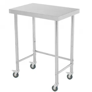 28"L X 18"W X 35"H Stainless Steel Prep Table With Wheels Commercial Kitchen Utility Work Table Silver