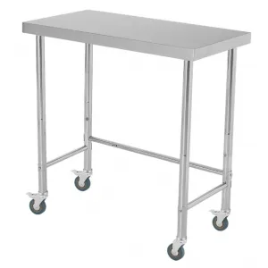 36"L X 18"W X 35"H Stainless Steel Prep Table with Wheels, Commercial Kitchen Utility Work Table, Durable Weather-Resistant, Polished Silver