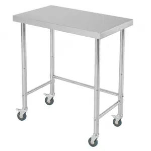 32"L X 18"W X 35"H Stainless Steel Prep Table with Wheels, Commercial Utility Work Table, Durable Weather-Resistant, Open Base Design