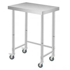 24"L X 16"W X 35"H Stainless Steel Prep Table with Wheels Commercial Kitchen Utility Work Table Silver