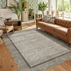 Bedroom Rug 9x12 Brown Machine Washable Non Slip Stain Resistant Pet Friendly Area Rug