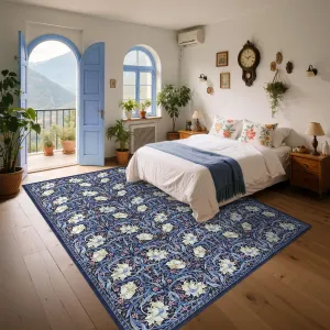 Area Rugs 8x10 Retro Floral Washable Rug Soft Non Slip Backing for Living Room Bedroom Dining Room