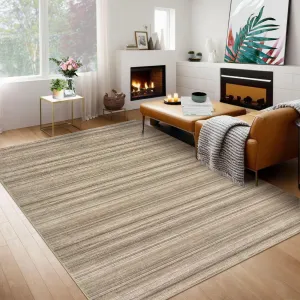 Modern Rugs 9x12 Low Pile Non-Skid Stain-Resistant Polyester Fiber TPR Backing Brown Living Room Bedroom Dining Office