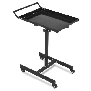 Heavy-Duty Tool Work Table with Wheels - Adjustable Rolling Workbench with 220 lbs Capacity, Lockable Wheels, Ideal for Garage, Repair Shops, and DIY Projects, Black