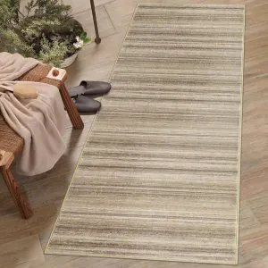 2x6 Washable Runner Rug for Hallway Kitchen - Modern Striped, Non-Skid, Stain-Resistant, Low Pile Soft Polyester with TPR Backing - Entryway, Bathroom, Laundry