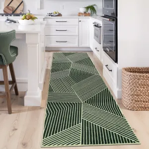 Washable Green Runner Rug 2x6 for Hallway, Kitchen, Bathroom, Bedroom - Low Pile, Non Slip, Ultra Thin Foldable Mat