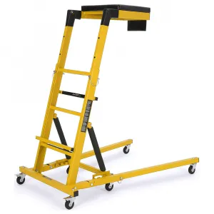 Topside Automotive Engine Creeper - Adjustable Height (48"-66"), 400 lbs Capacity, Foldable Design with 6 Swivel Caster Wheels, Thicker Cushion, and Tool Pouch, Yellow