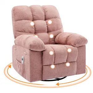 Rocking Recliner Chair, Massage Rocker Recliner Chair with Vibration Massage and Heat,360° Swivel Recliner Chairs,Oversized Rocker Recliner Single Sofa with Side Pocket, Living Room, Bedroom, Nursery
