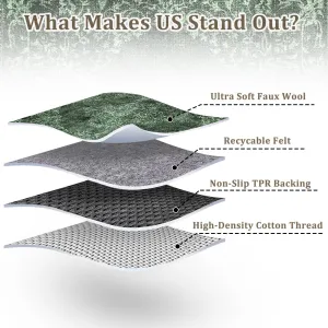 Washable Area Rugs Stain Resistant Carpet for Living Room Bedroom Kitchen Bathroom with Non Slip Backing, 5'x7', Green