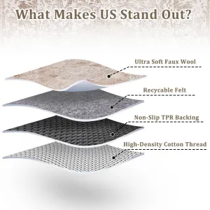 Washable Area Rugs Stain Resistant Carpet with Non Slip Backing for Living Room Bedroom Kitchen Bathroom, 5'x7', Grey