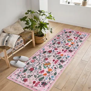 Colorful Floral Door Area Rug Ultra Soft Non-Slip Indoor Mat for Entryway Kitchen Bedroom Various Sizes Neutral Colors