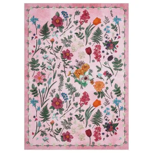 Colorful Floral Door Area Rug Non-Slip Soft Faux Wool Carpet for Kitchen Entryway Bedroom, Multiple Sizes, Vintage Style
